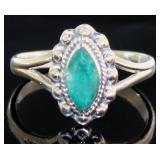 1Marquise Cut Natural Emerald Solitaire Ring