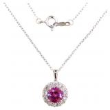 Round 2.00 ct Pink Sapphire & Diamond Necklace