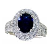 Oval 2.40 ct Sapphire & VS Lab Diamond Halo Ring