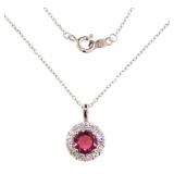 Round 1.78 ct Ruby & Diamond Necklace