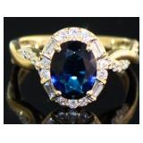 Oval 2.46 ct Sapphire & Diamond Ring