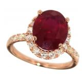 14kt Rose Gold 7.17 ct Ruby & Diamond Ring