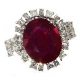 14k Gold 9.27 ct Oval Ruby & Diamond Ring