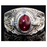 Antique Style Natural Garnet Poison Ring