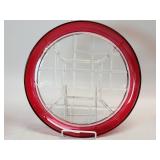 Ruby Indiana Glass Divided Serving Plate 12"