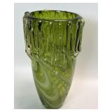 MCM Blown Green Art Glass Vase