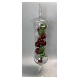 27" Apothecary Jar & Christmas Ornaments