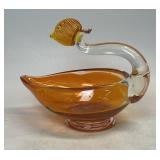 Murano Art Style Glass Swan Candy Dish