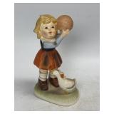 Ceramic Girl With Goose Figurine 7ï¿½