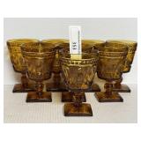 8 Amber Colony Glass Water Goblets