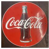 Porcelain Coca Cola Sign Licensed by Coke 12"