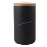 Black Porcelain Sealed Jar with Bamboo Lid