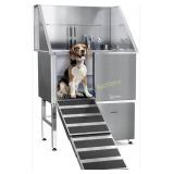 Stainless Steel Pet Grooming Bath with Ramp