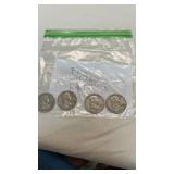 4 Silver 1960 Half Dollar Coins