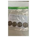 4 Walking Liberty 1935 Half Dollar Silver Coins