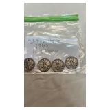 4 Silver 1943 Half Dollar Coins