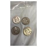 4 Silver 1952 Silver Half Dollar Coins