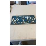 1958 Tuscaloosa Alabama Car Tag License Plate