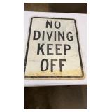 No Diving Metal Sign