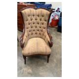 Upholstered Chair with Tall Tufted Back