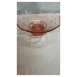 Pretty Pink Etched Glass Bowl