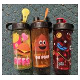 Lot of 3 Emoji Water Bottles