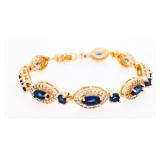 Custom Fancy Bracelet, Marquis Cuts Saphire Blue S