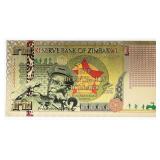 23kt Gold Leaf Reserve Bank of Zimbabwe One Bicent