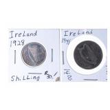 Lot - 2 Coins Ireland 1928 & 1941 -Silver 1