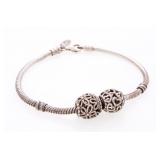 "PANDORA" Sterling Silver Flex Bracelet w/two Ch