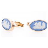 Vintage Gold Filled Blue Cameo Set Cufflinks