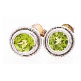 925 Sterling Silver Genuine Bezel Set Peridot Stud