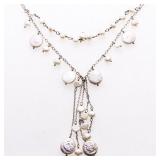 Silver Multi Strand Pearl Necklace