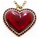 Vintage -GP/Sterling Silver Cabachon Heart Pendant