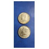 Kennedy silver half dollars 1967 and 1968