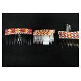 3 Sets of Beaded Hair Barrettes Made by Native Ame