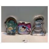 3 Metal Wilton Baking Pans-Cookie Kitty Care Bear