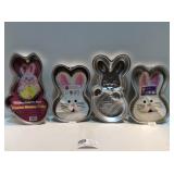 4 Vintage Wilton Metal Easter Bunny Cake Pans