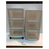 Lot of (2) 3-Drawer Storage Containers