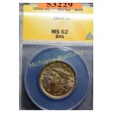 1838 Coronet Head Large Cent MS62BN ANACS