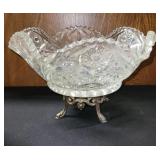 VTG/ANTQ CLEAR PRESSED GLASS FOOTED BOWL