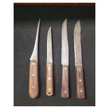 4 PC WOOD HANDLED KNIVES, HAMMER FORGED, OTHER