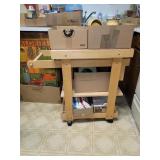 ROLLING WOOD KITCHEN CART #2, CUTTING BOARD TOP