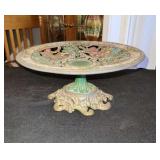 CAST IRON PEDESTAL HAND PAINTED FRUIT DISH