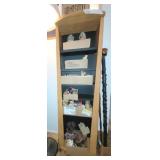 WOOD & BLACK SHELF UNIT, ADJ 5 SHELVES