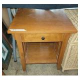 WOODEN END TABLE, UNDER SHELF, DRAWER