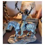 TRIBES OF THE WORLD INDIAN ON HORSE STATUE