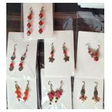 7 PC DANGLE EARRINGS, RED