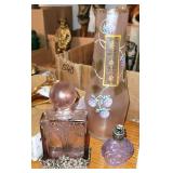 3 PC HAND PAINTED VASE, PERFUME BOTTLES