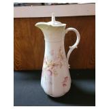 VTG PORECLAIN CHOCOLATE POT, PINK THISTLE